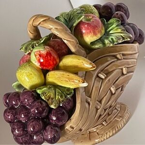 Vintage Sorento Arnart Creation 33/87 Japan. Porcelain Fruit Basket Sculpture.